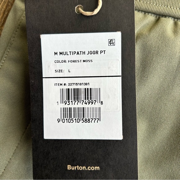 Burton Mens Forest Moss Olive Green Multipath Joggers Athletic Pants - Picture 6 of 6